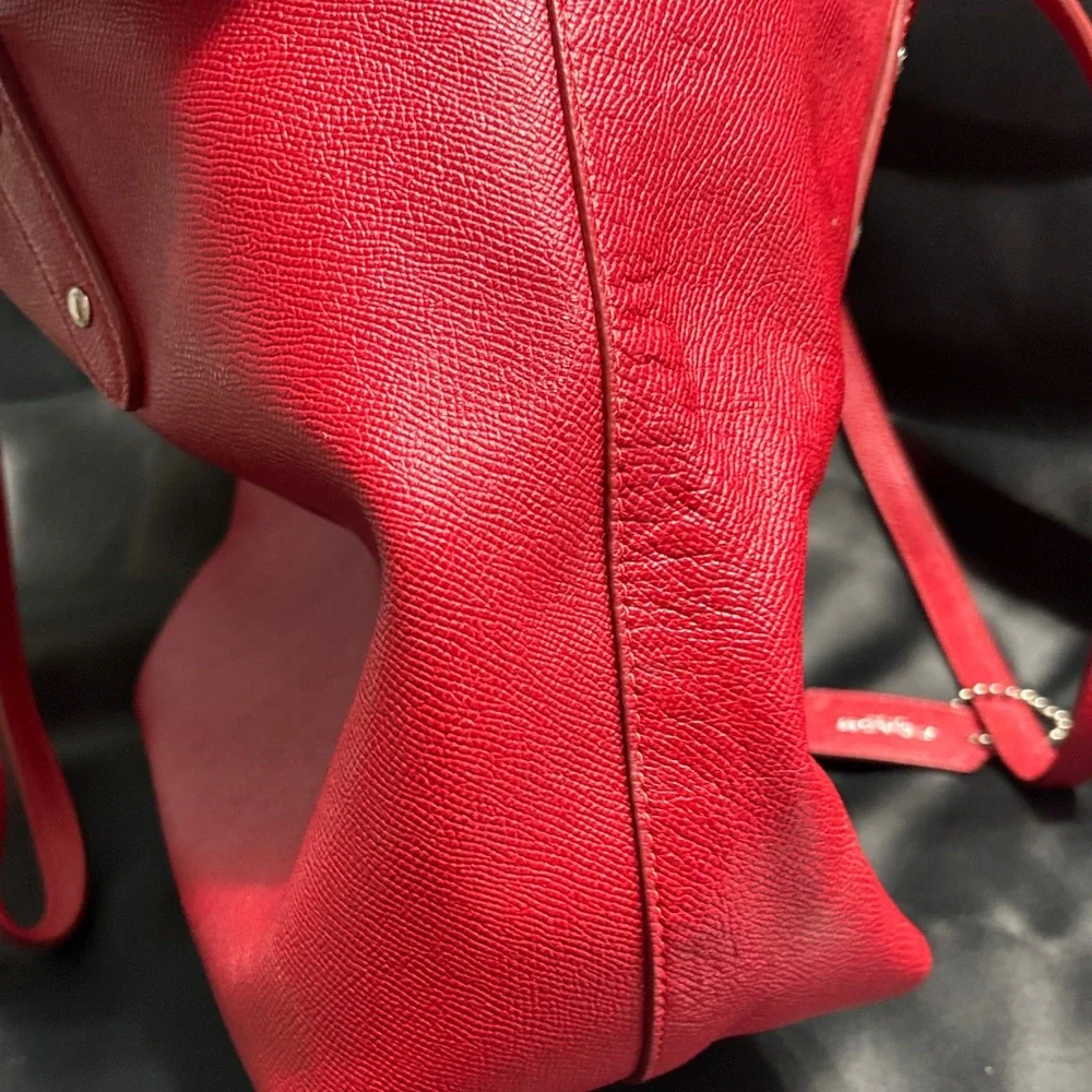 Coach Vibrant Red Leather Tote - Picture 7 of 13